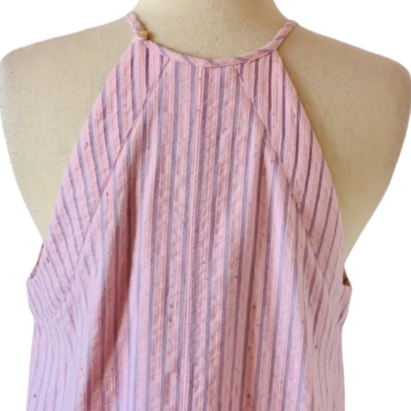 Rebecca Taylor Pink Striped Halter Dress Tiered Ruffle Hem Size 8 - Picture 10 of 12